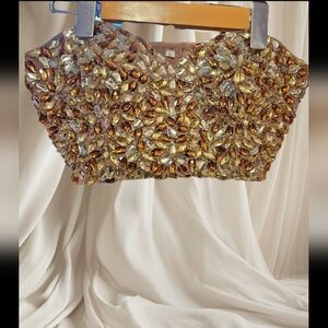 Guess by Marciano Gold Beaded Corset Top